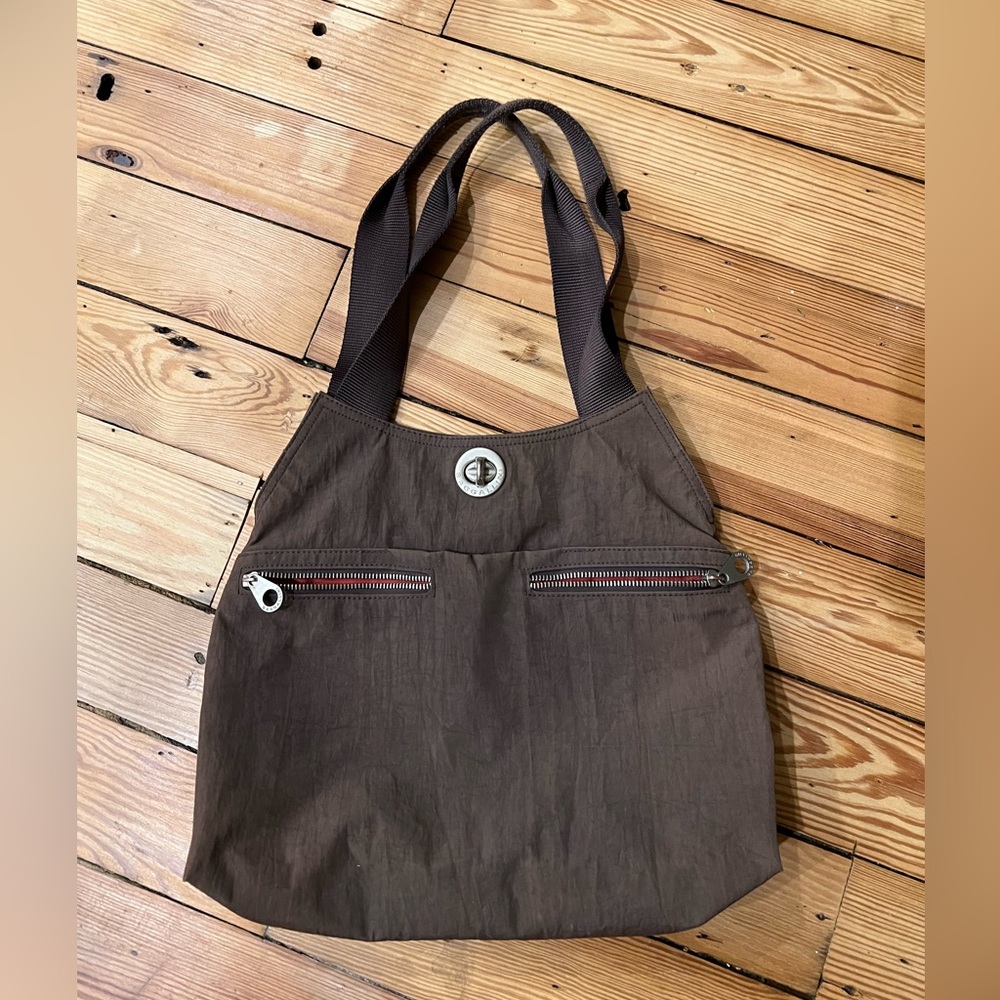 BAGGALLINI NYLON SHOULDER TRAVEL BAG VEGAN BROWN ESPRESSO